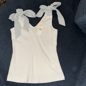 Maeve V-Neck Tank Top with Shoulder Bow Details